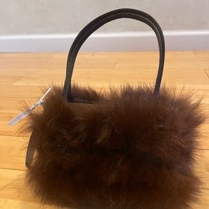 Laura Madriago fur handbag with butterfly